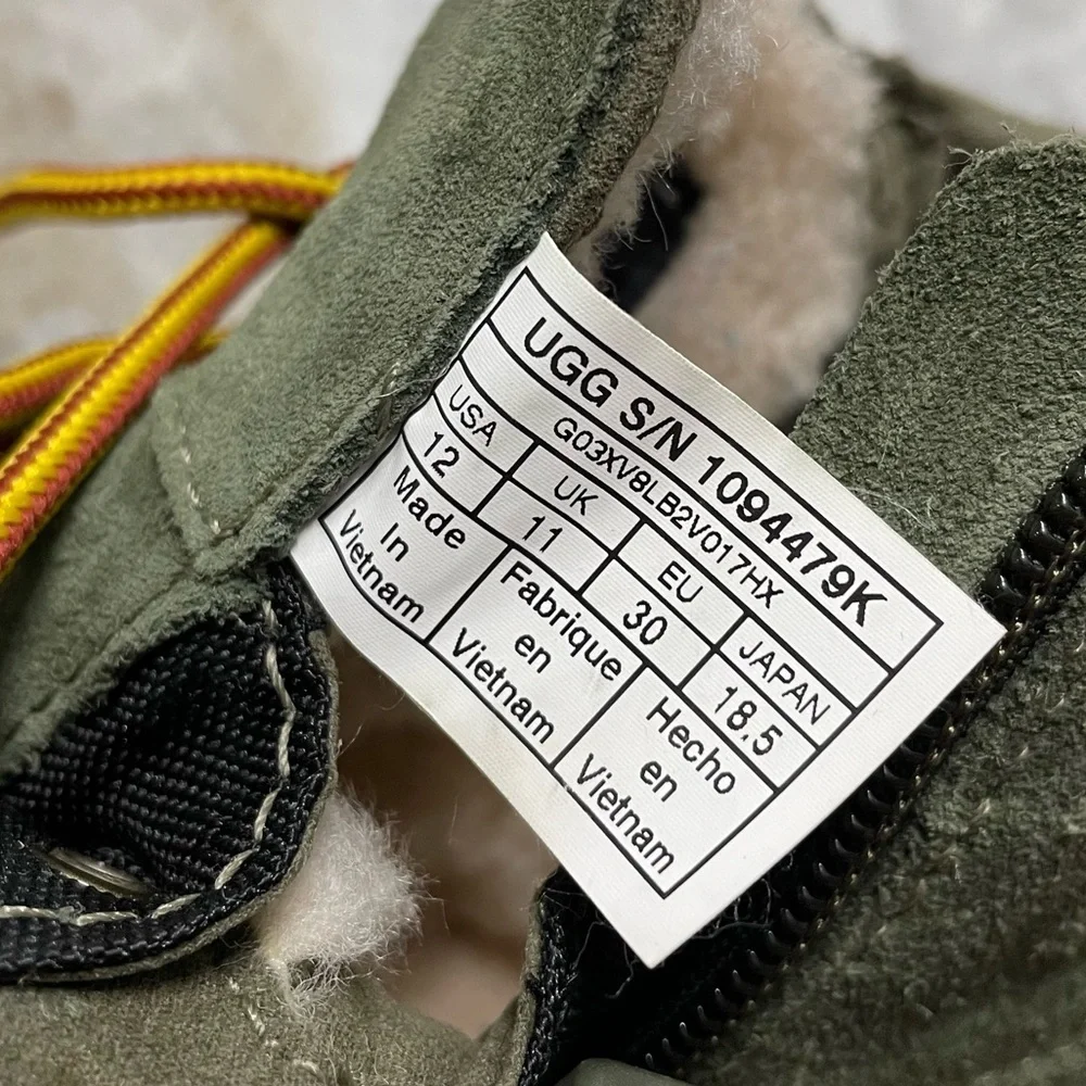 Kids' UGG K Hilmar CWR Olive 1094479K Waterproof Boots Toddlers Size 12